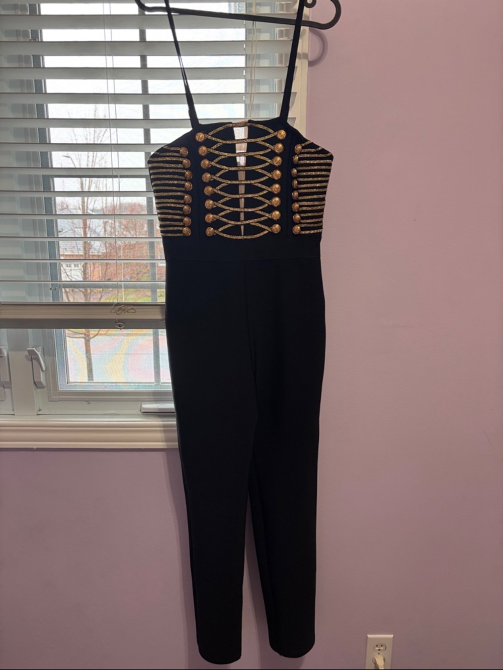 Black Jumpsuit with Gold Embellished Bodice